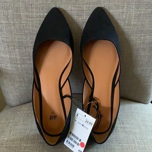 H&M flats SZ 8 black soft faux suede